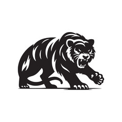 Obraz premium Ghost of the Bush: Tasmanian Tiger Silhouette Vectorfor Wildlife Designs and Australian-themed Projects, Tasmanian Tiger Illustration.