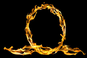 oval frame from bright yellow sparks on black