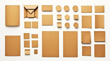 cardboard pieces of different sizes  isolated on white background