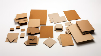 cardboard pieces of different sizes  isolated on white background