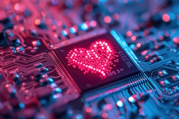 Foto op Aluminium Circuit board cyber network connect heart © Igor