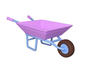 3d wheelbarrow, gardening tool isolated icon. 3d rendering