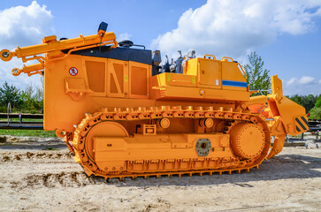 Brand new crawler dozer weighing 70 tons without operator's cabin and dozer blade. Heavy industry....