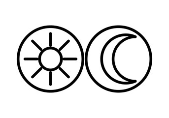 Icono negro de modo noche y modo diurno. 