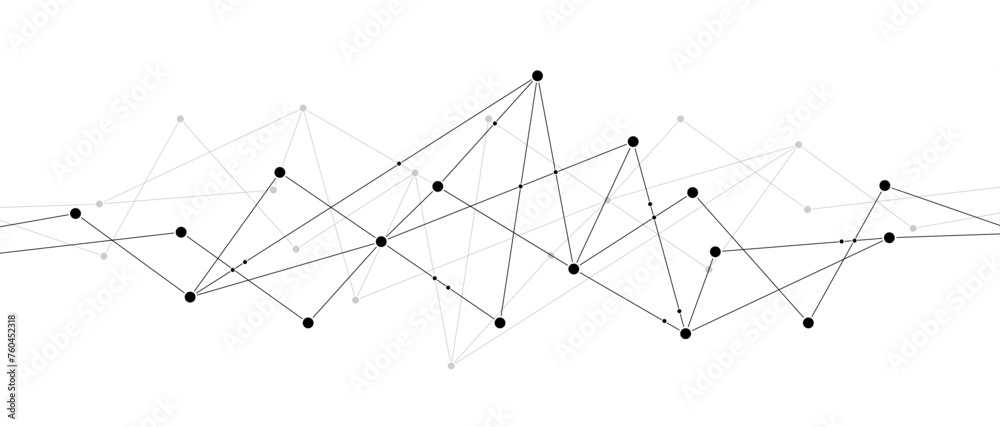 Fototapete Abstract polygon structure network technology connect lines and dots background template.