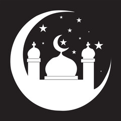 Obraz premium Islamic Mosque vector icon. filled flat sign for mobile concept and web design. Islamic moon and mosque glyph icon. Symbol, logo illustration. Vector illustration.eps10