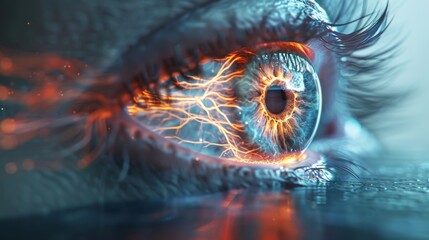 Detailed 3D hologram illustration showcasing human eye anatomy for medical studies