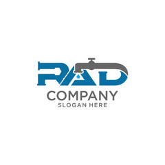 RAD Initial for Plumbing Service logo icon vector