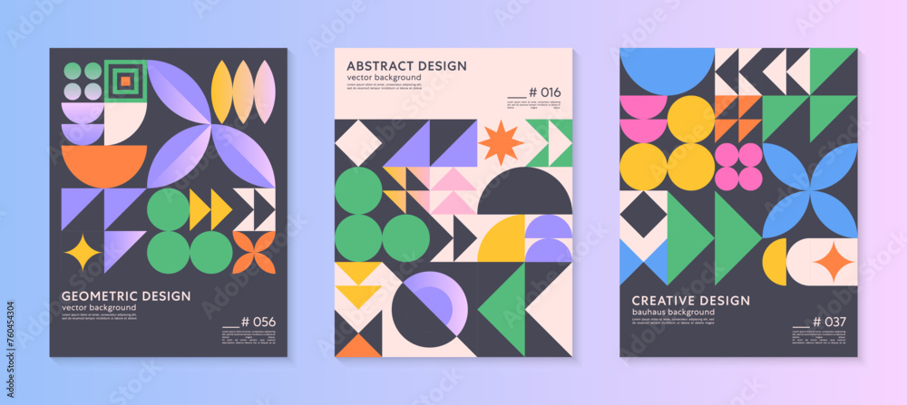 Sticker abstract geometric pattern backgrounds with copy space for text.trendy minimalist geometric designs 