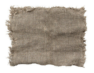 Burlap texture. A piece of torn burlap on a white background. Canvas. Packing material