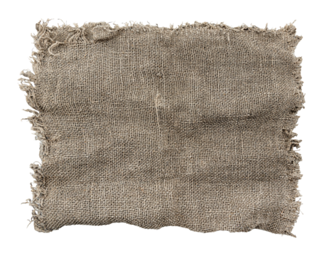 Burlap texture. A piece of torn burlap on a white background. Canvas. Packing material