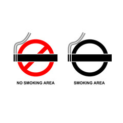 Obraz premium Set of No Smoking and Smoking Area symbols icon isolated on transparent background