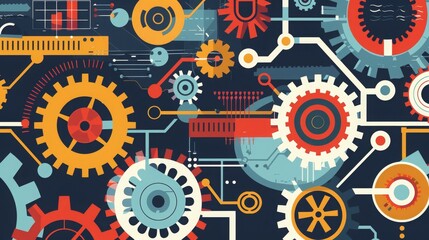 CRM Creative Illustration using Technological Gears, 16:9