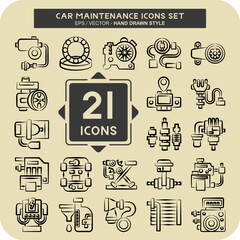 Icon Set Car Maintenance. related to Automotive symbol. hand drawn style. simple design editable. simple illustration