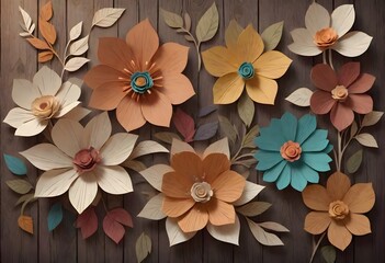 Exquisite Collection of Papercrafted Flowers, Generative AI
