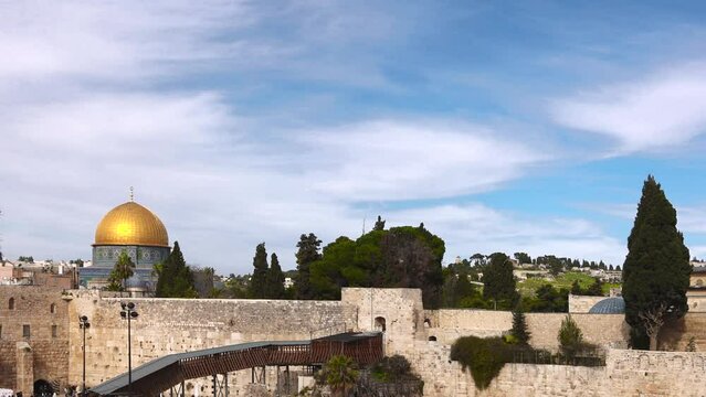 Jerusalem Islamic Dome of Rock in Old City on Temple Mount near Western Wall.