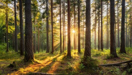 Fototapeta premium autumn forest in the morning