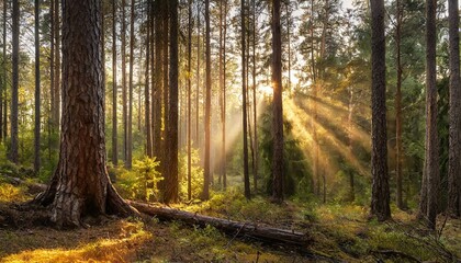 Obraz premium autumn forest in the morning