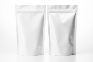 white empty blank foil food or drink doy pack bag packaging mockup on a white background