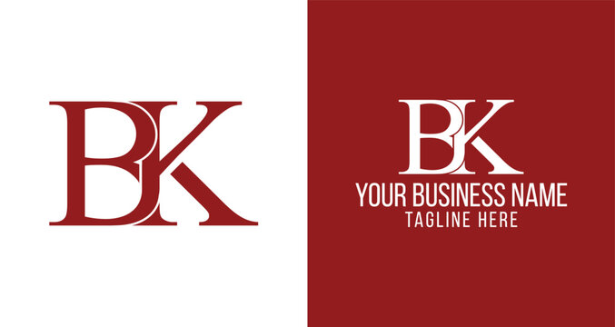 Letter BK logo design, letter B and K icon design template