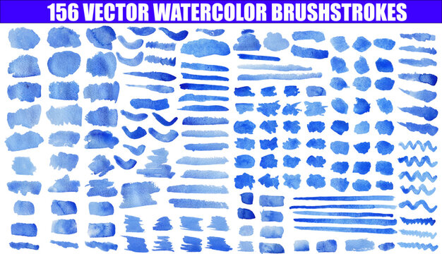 Set of watercolor stain. Spots on a white background. Watercolor texture with brush strokes. Gradients with overlay.	
