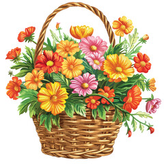 Basket Of Flowers Clipart Clipart isolated on white background