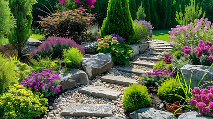 Beautiful landscaping with beautiful plants and flowers