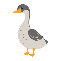 cute cartoon goose isolated