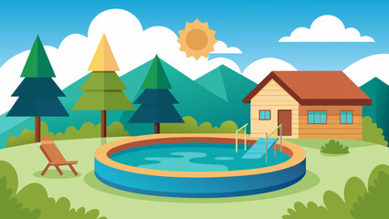 Obraz na płótnie Canvas pool on a summer cottage