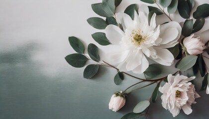 Floral minimalist background muted colors AI generated image