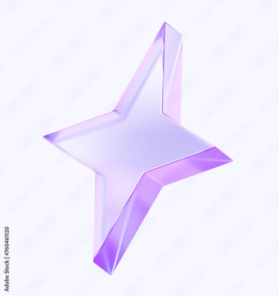 Fototapete glass star shape with colorful gradient. 3d rendering illustration for graphic design, presentation 