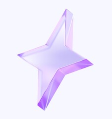glass star shape with colorful gradient. 3d rendering illustration for graphic design, presentation or background