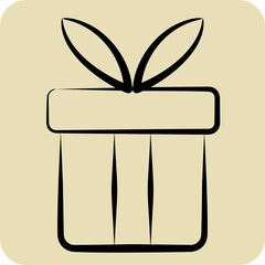 Icon Gift Love. related to Valentine Day symbol. hand drawn style. simple design editable. simple illustration