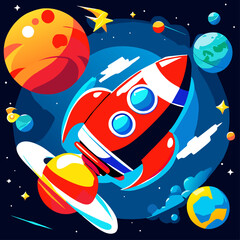 Fototapeta premium trend space cartoon cartoon simple Design illustration