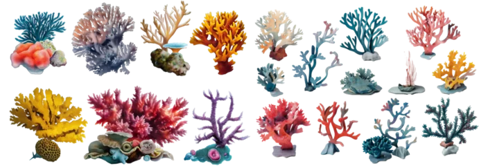  A set of coral reefs isolated on a transparent background © kanurism