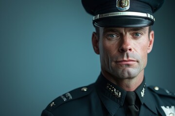 Close-up of a military police officer in duty uniform ready for service - obrazy, fototapety, plakaty