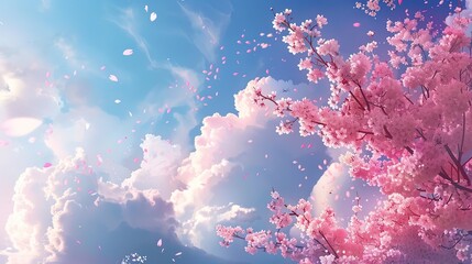 Fototapeta na wymiar Spring background with sakura clouds,generative ai, 