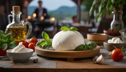 Mozzarella cheese on a table