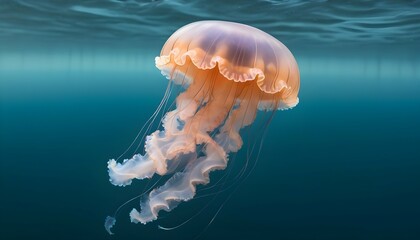 A Jellyfish Floating In A Serene Ocean