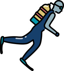Man diving line icon