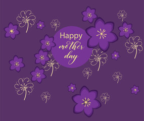 Mothers day, violet ,golden set of  flower, background with flowers
