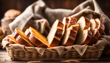 Whole wheat bread sliced in basket
 - obrazy, fototapety, plakaty