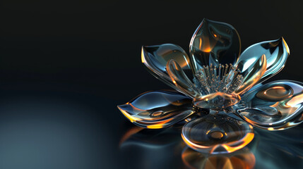 Ethereal Glass Blossom: 3D Floral Elegance. Generative AI