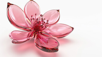 Gleaming Glass Bloom: 3D Floral Sculpture. Generative AI