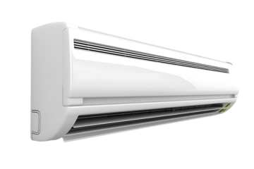 White oblong wall air conditioning isolated png on transparent background