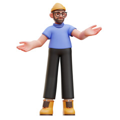 Man Explaining 3D Character Illustration