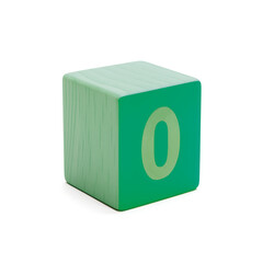 Number 0 in modern colors 3D cube font alphabet of wooden toy blocks