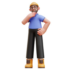 Man Thinking 3D Character Illustration