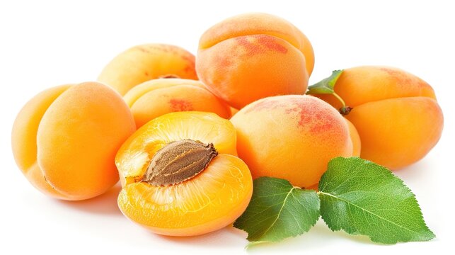 fresh apricots on white background - fruits and vegetables,generative ai
