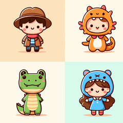 set of cartoon icons for kids